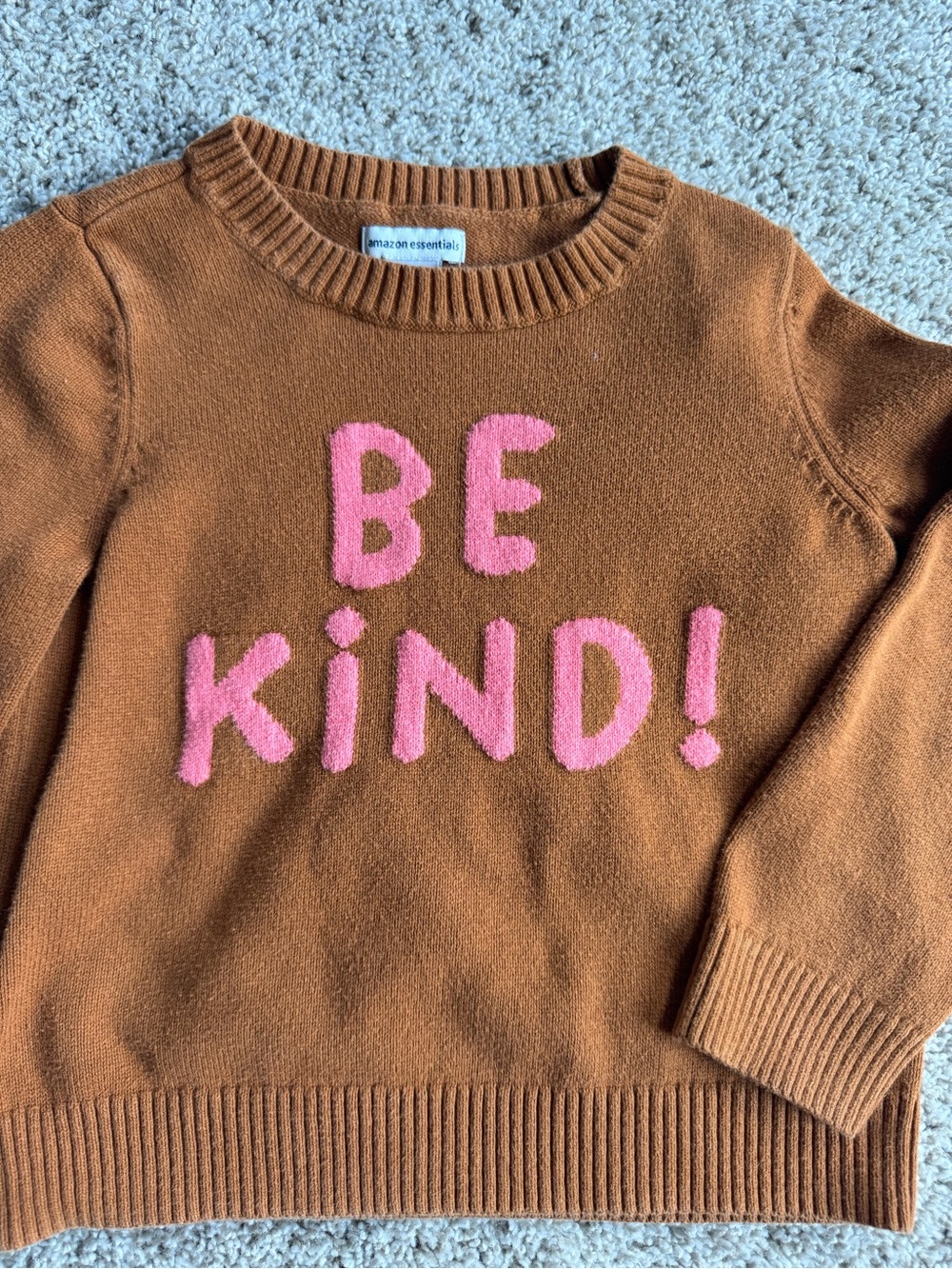 Girls Brown Knit Sweater with Pink "Be Kind" Text knit pullover fall size 2T - Picture 4 of 4